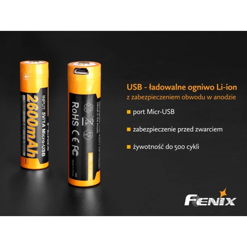 Akumulator Fenix USB ARB-L18U 18650, 2600 mAh 3,6V