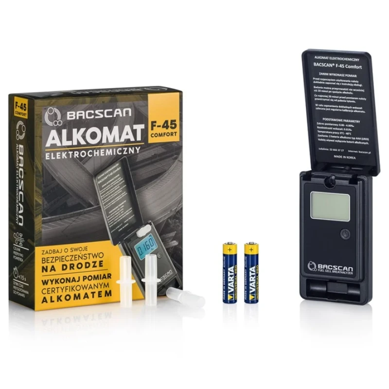 Alkomat elektrochemiczny BACscan F-45 Comfort 2 lata kalibracji 10 lat gwarancji