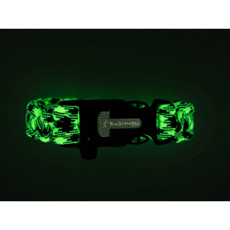 Bransoletka geckon bushmen luminescencyjna paracord 3m krzesiwo, gwizdek