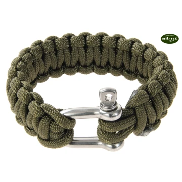 Bransoletka PARACORD metalowa sprzączka oliwkowy 15mm, wyprzedaż