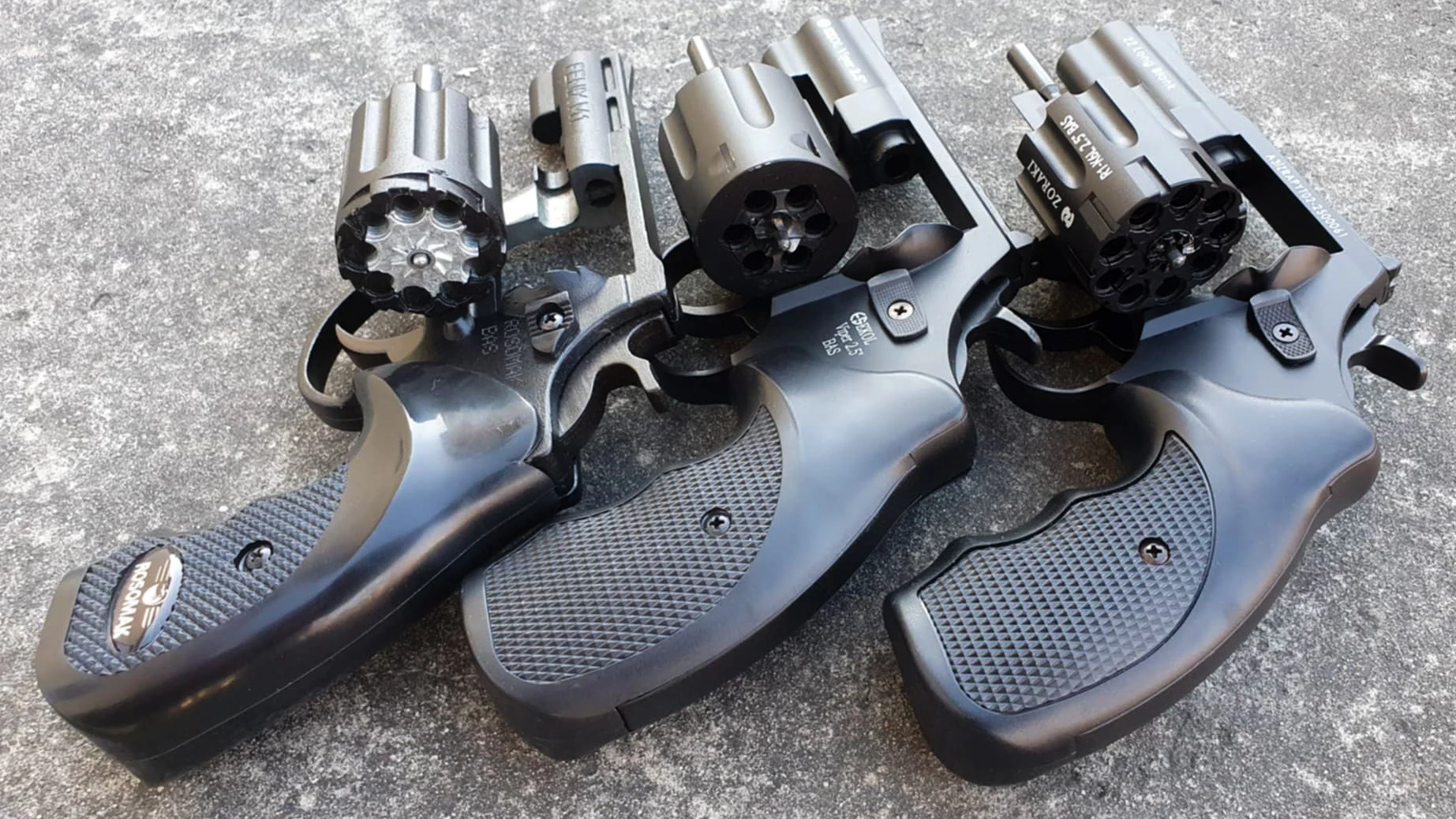 Trzy rewolery hukowe - porównianie - Ekol Viper, Zoraki i Rosomak