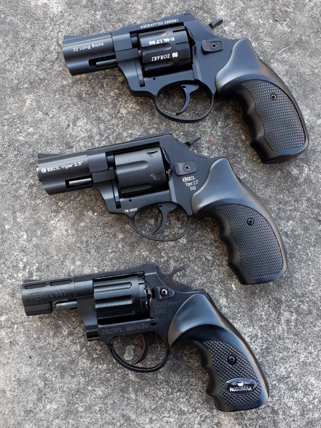 Trzy rewolwery hukowe - porównanie - Ekol Viper, Zoraki i Rosomak