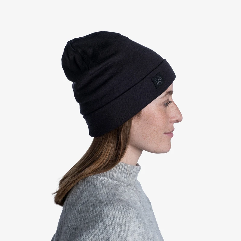 Czapka Buff Merino Wool heavyweight beanie Solid Black