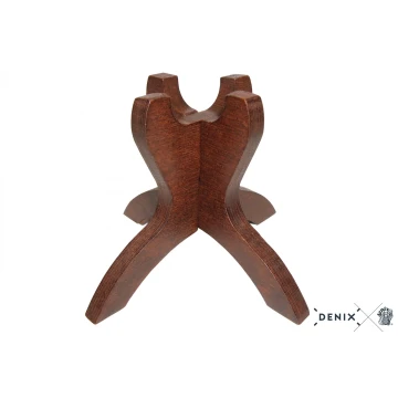 Drewniany, solidny stojak krzyżak do broni Denix brązowy ekspozytor