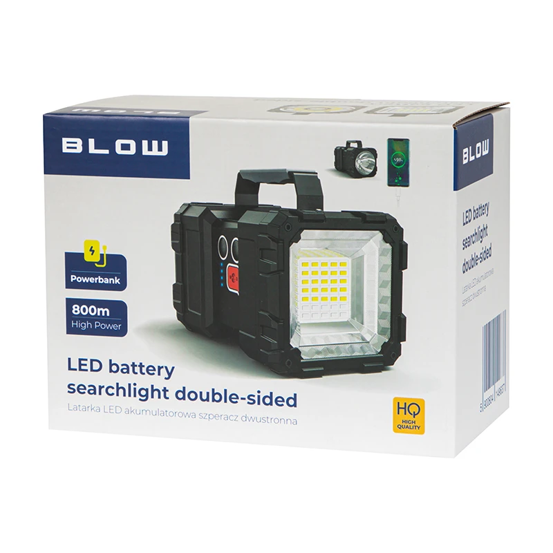 Duża Latarka LED akumulatorowa Szperacz dwustronna, 450 lm 40 W, Powerbank 5200 mAh