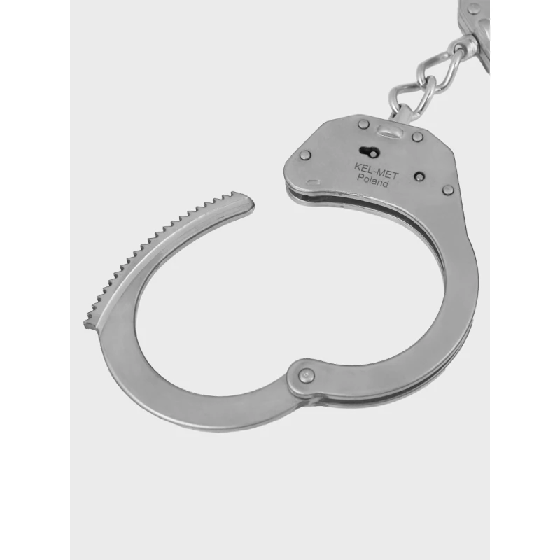 Duże profesjonalne Kajdanki atestowane dla policyji Kel-Met KM1001 inox 