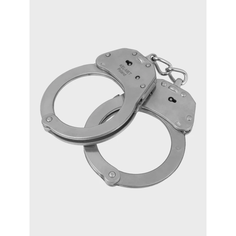 Duże profesjonalne Kajdanki atestowane dla policyji Kel-Met KM1001 inox 