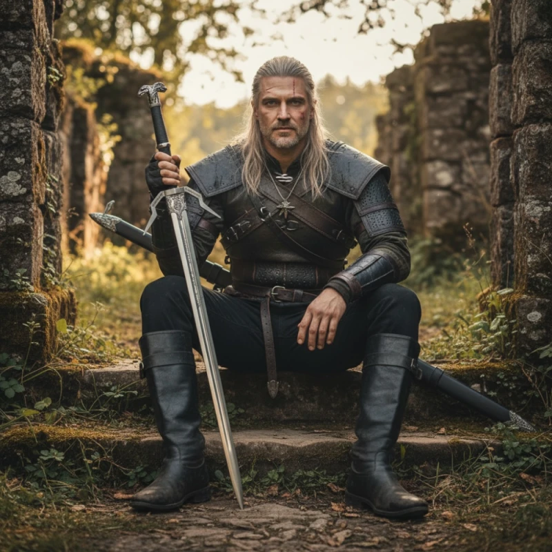 Duży miecz Geralta z pochwą i pasem 126 cm | Replika inspirowana Wiedźmin The Witcher 