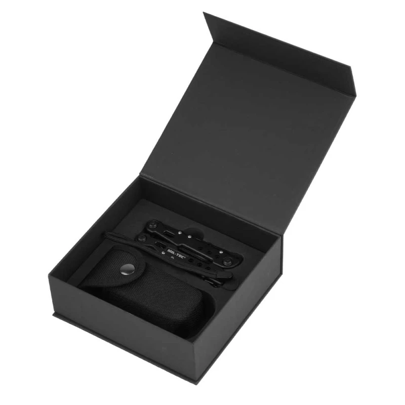 Duży Multitool wojskowy czarny Mil-Tec 15406102 etui w pudełku na prezent