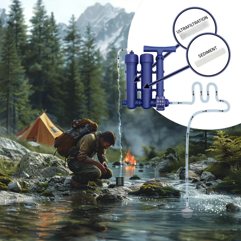 Filtr wody terenowy, awaryjny ręczna pompka Amii RL-W20 PP/UF III stopnie