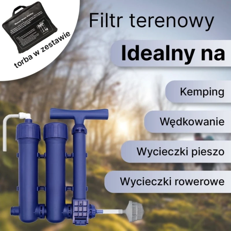 Filtr wody terenowy, awaryjny ręczna pompka Amii RL-W20 PP/UF III stopnie