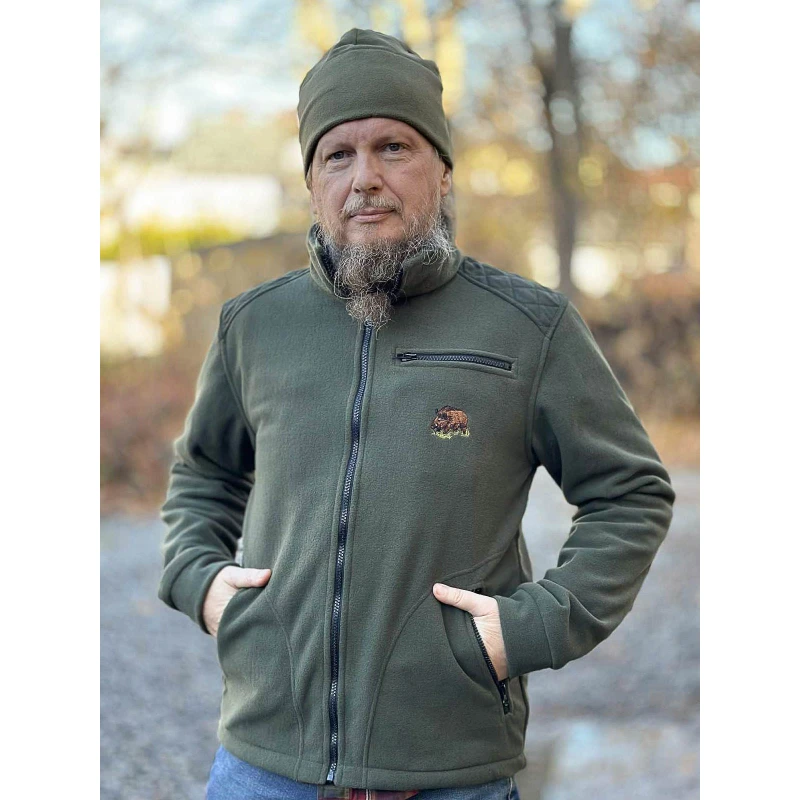 Gruby Polar myśliwski do lasu - oliwkowy, Bistana V.2