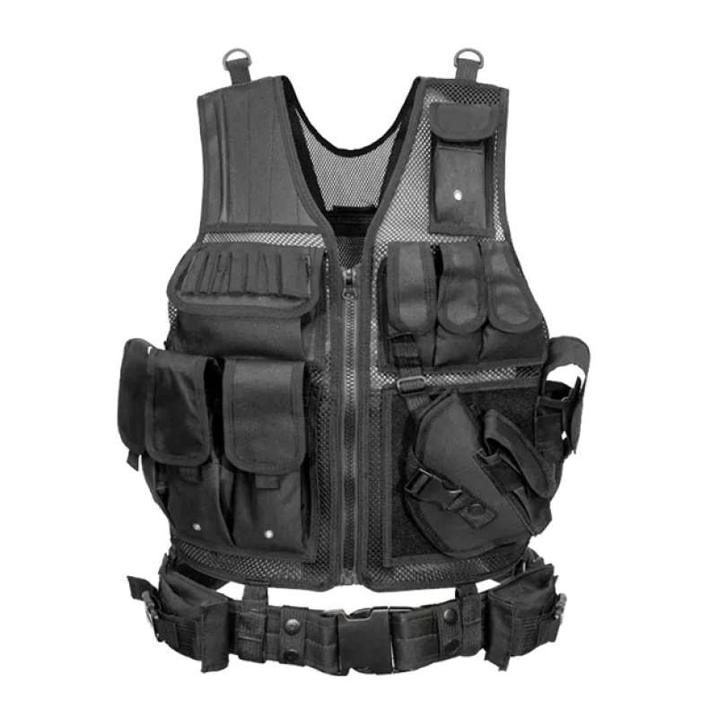 Kamizelka taktyczna Foxter czarna wojskowa z pasem 