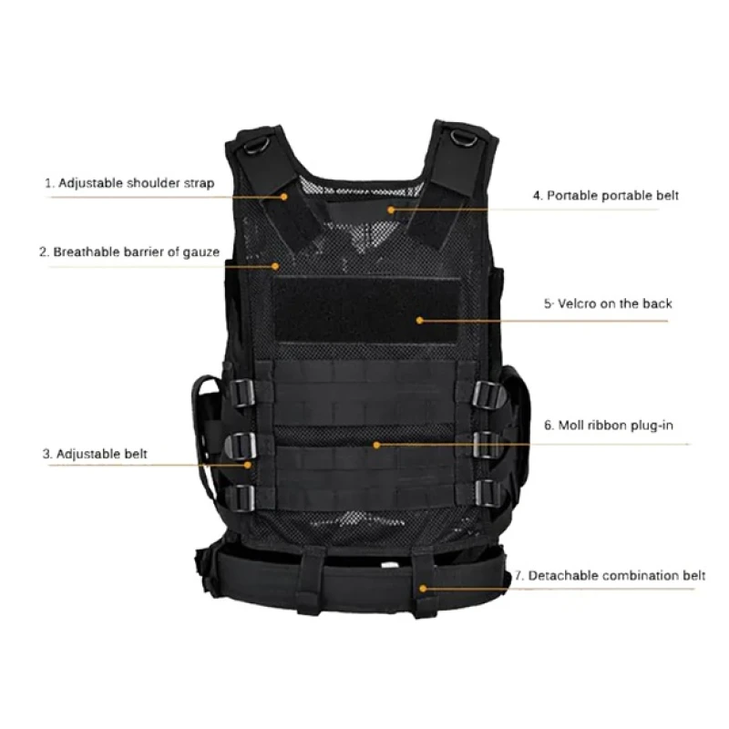 Kamizelka taktyczna Foxter czarna wojskowa z pasem 