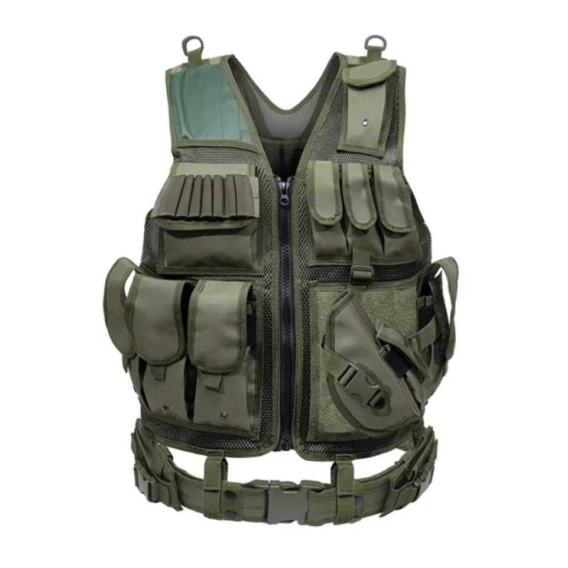 Kamizelka taktyczna Foxter zielona, oliwkowa, wojskowa z pasem 