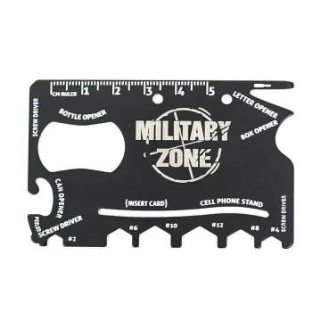 Karta survivalowa multitool MILITARY ZONE otwieracz, śrubokręty