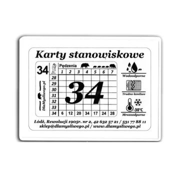 Karty stanowiskowe - karnety czarno-białe na 21-34 myśliwych na polowanie zbiorowe