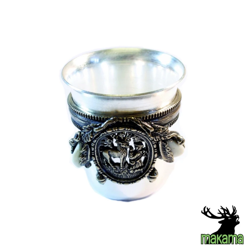 Kieliszek Kulawka myśliwska POSREBRZANY z brązem św. Hubert