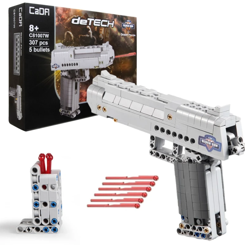 Klocki konstrukcujne CaDA Pistolet strzelający 5 naboi Desert Falcon C81007W