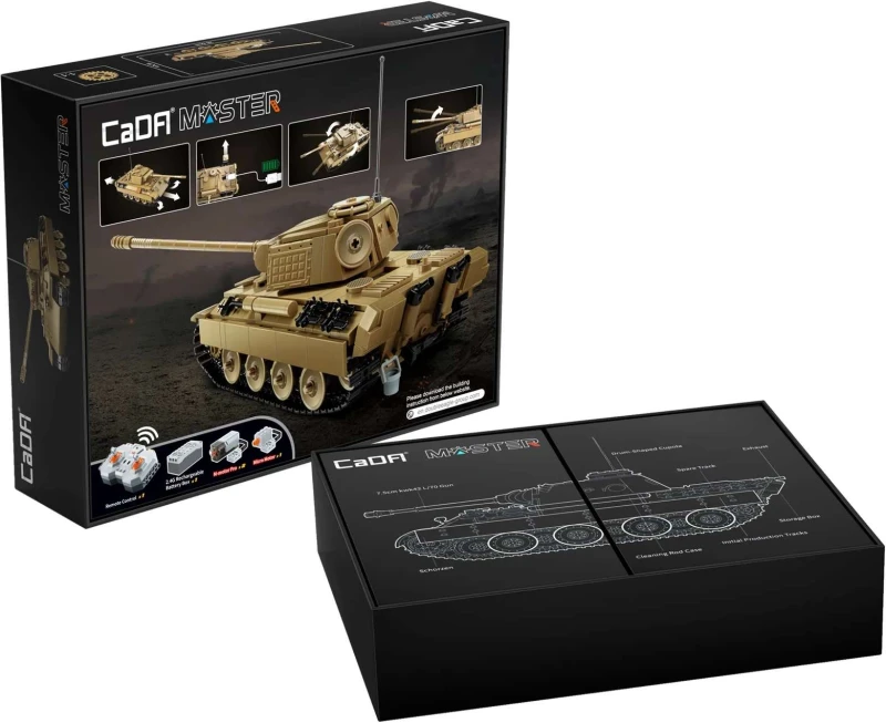 Klocki konstrukcyjne CaDA czołg zdalnie sterowany Panther Tank Czołg RC 907 elementów C61073W