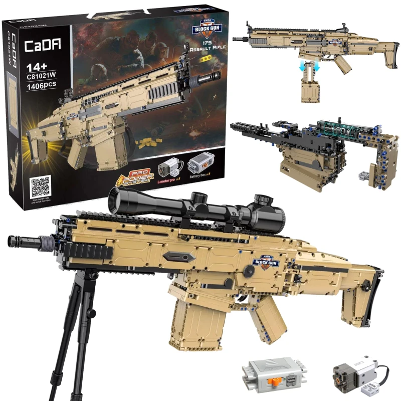 Klocki konstrukcyjne CaDA Karabin maszynowy Scar Assault Rifle 17S broń 1406 el.  C81021W