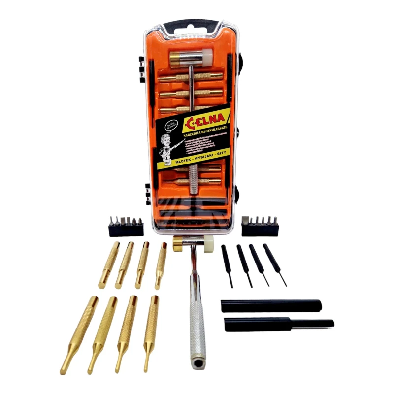 Komplet narzędzi rusznikarskich do rozbierania broni młotek + wbijaki + bity Celna