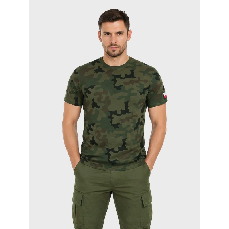 Koszulka męska bawełniana T-Shirt z naszywkami flagi PL WZ.93 Dominator