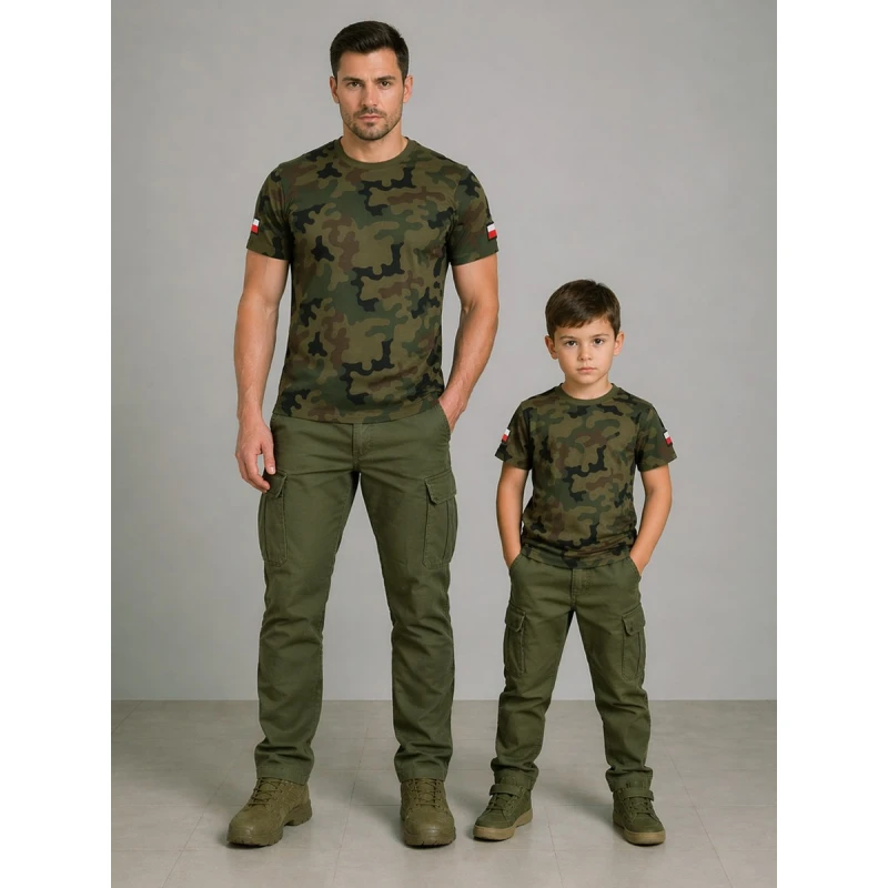 Koszulka męska bawełniana T-Shirt z naszywkami flagi PL WZ.93 Dominator