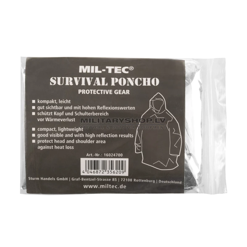 Kurtka z folii NRC - ratunkowa, hipotermiczna Survival Poncho Mil-Tec 16024700