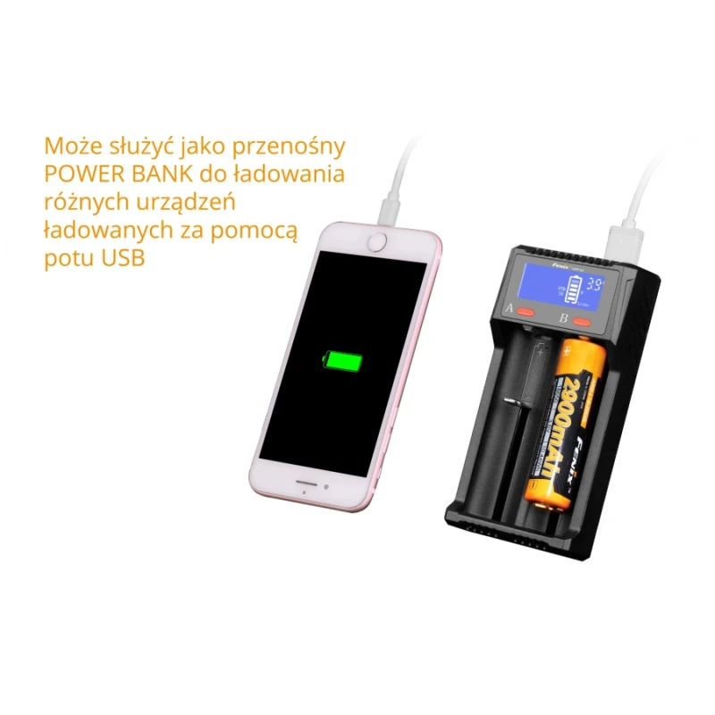 Ładowarka USB Fenix ARE-D2 AA, AAA, 16340, 18650 i inne