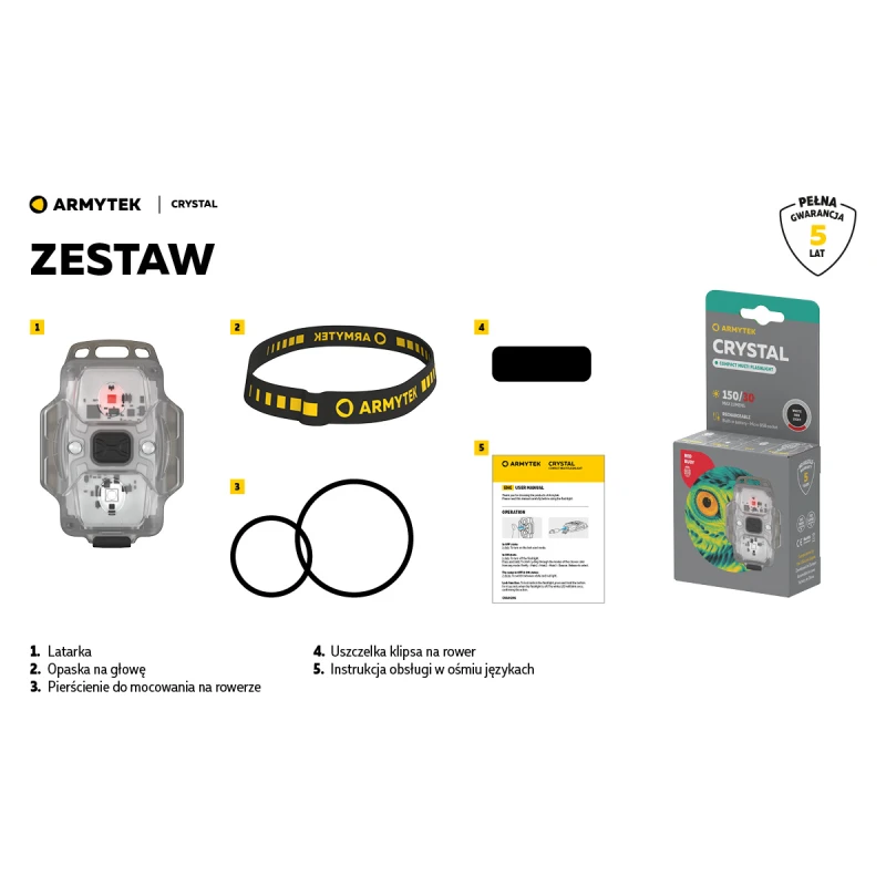 Latarka Armytek Crystal 150 lm USB Grey wielofunkcyjna, czołowa