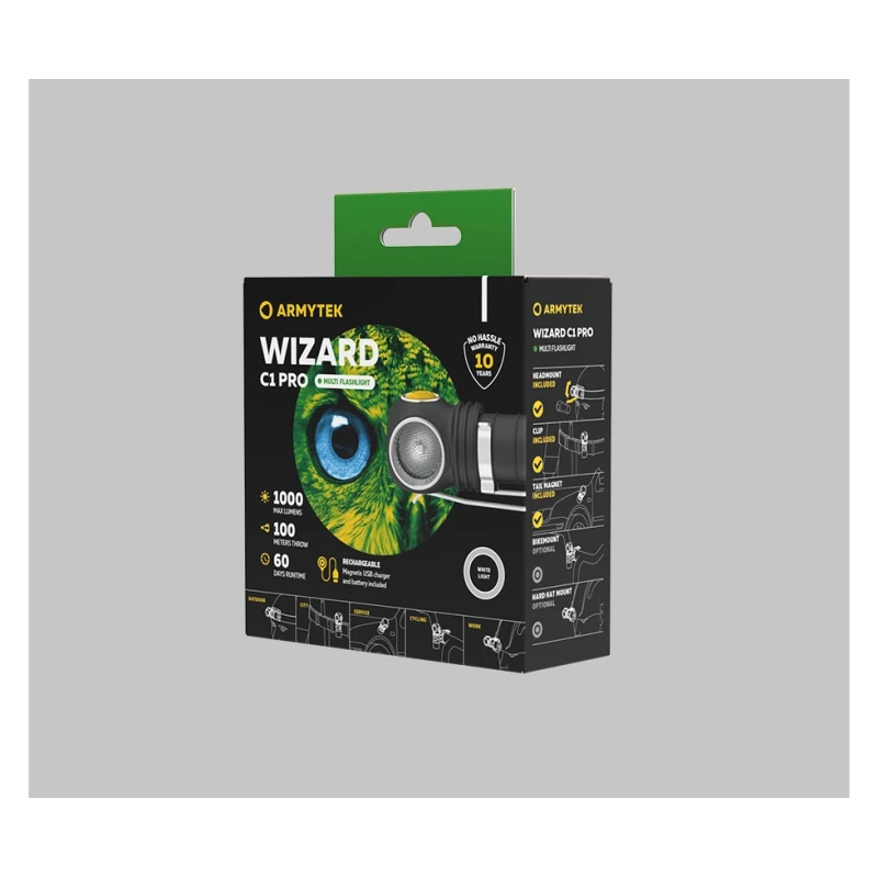 Latarka czołowa ArmyTek Wizard C1 Pro White Magnet 1000 lm