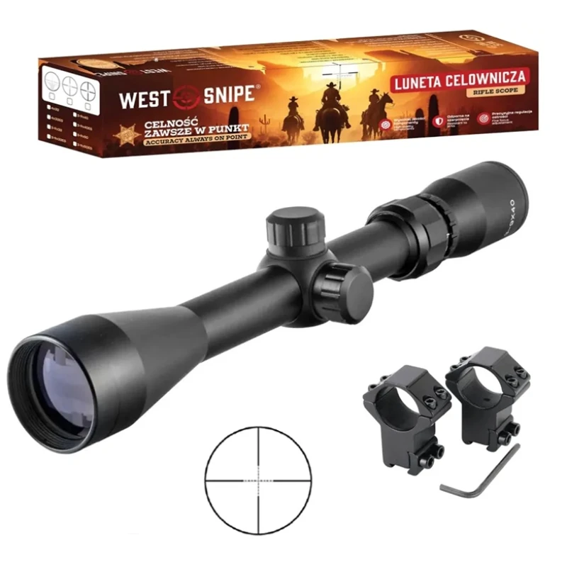 Luneta celownicza Westsnipe 3-9×40 Mil-Dot + podwójny montaż premium