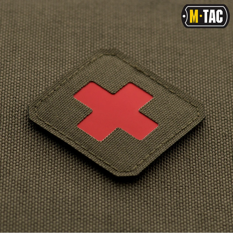 M-Tac naszywka Medic Cross Laser Cut olive red emblemat