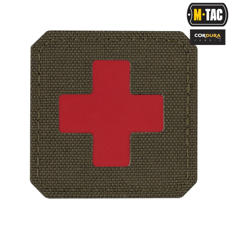 M-Tac naszywka Medic Cross Laser Cut olive red emblemat