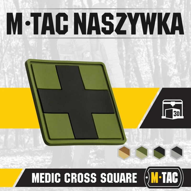 M-Tac naszywka Medic Cross Square 3D PVC olive emblemat