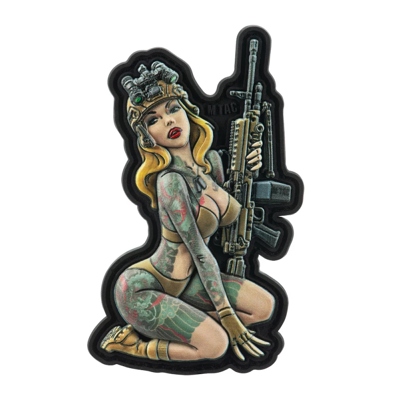 M-Tac naszywka Tactical girl #5 tattoo PVC emblemat rzep pin-up M249