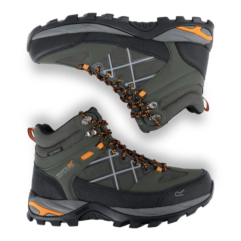 Męskie buty trekkingowe Regatta Samaris III Zielone górskie obuwie z membraną RMF834