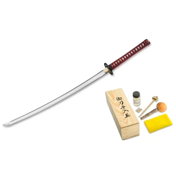 Miecz ostra Katana Boker Magnum Red Samurai Stal 1045 zestaw