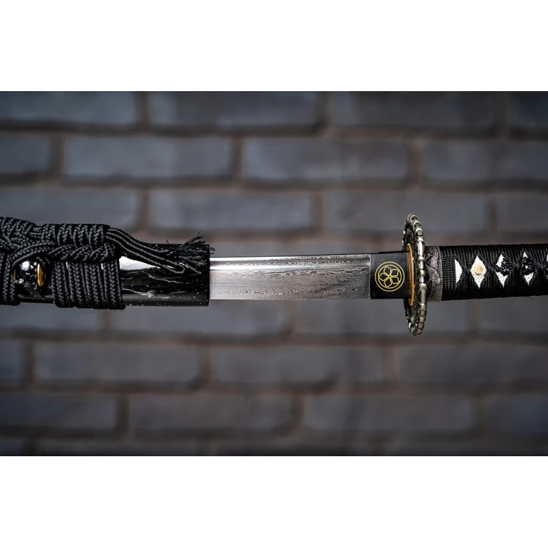 Miecz samurajski Katana ze stali damasceńskiej T10 kuta 55–58 HRC No.2