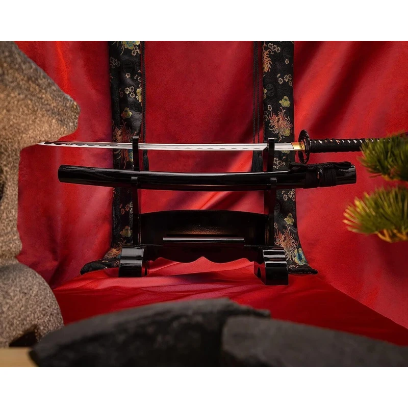 Miecz samurajski ostry, katana 5KN5-420 do treningu cięć + stojak