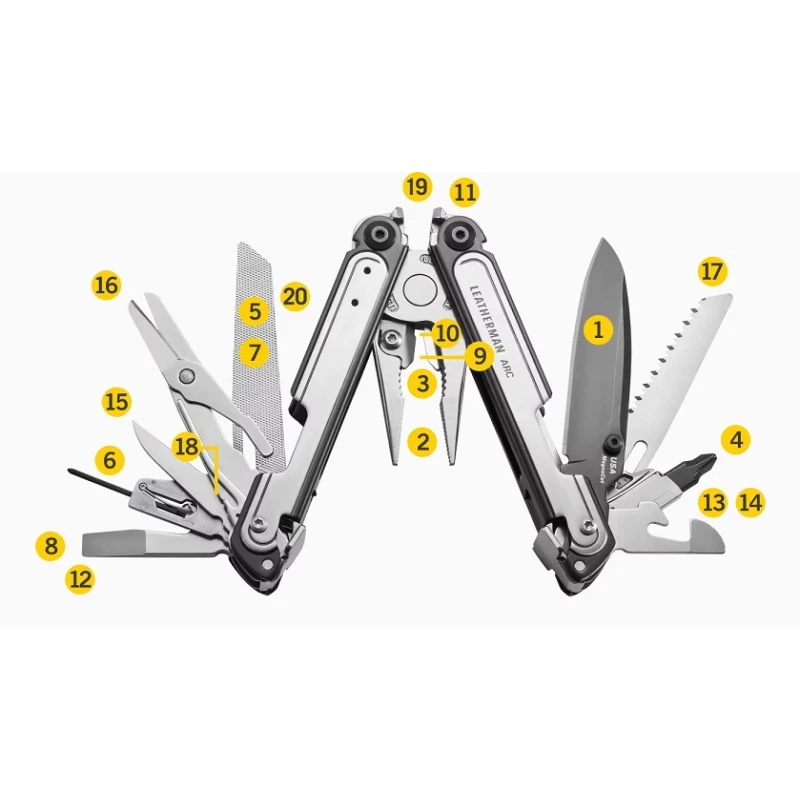 Multitool Leatherman ARC z nożem ze stali CMP kabura i bity