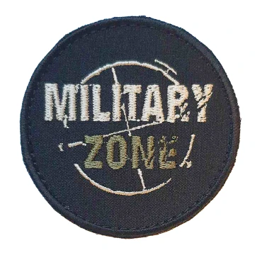 Naszywka MILITARY ZONE okrągła barwy polowe rzep duża 70 mm