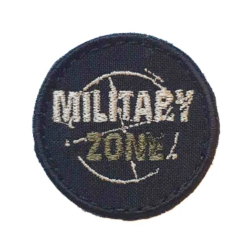 Naszywka MILITARY ZONE okrągła barwy polowe rzep mała 45 mm