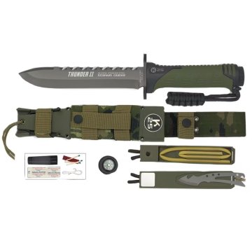 Nóż K25 32134 Thunder II - Green, proca, akcesoria, tytanowa powłoka
