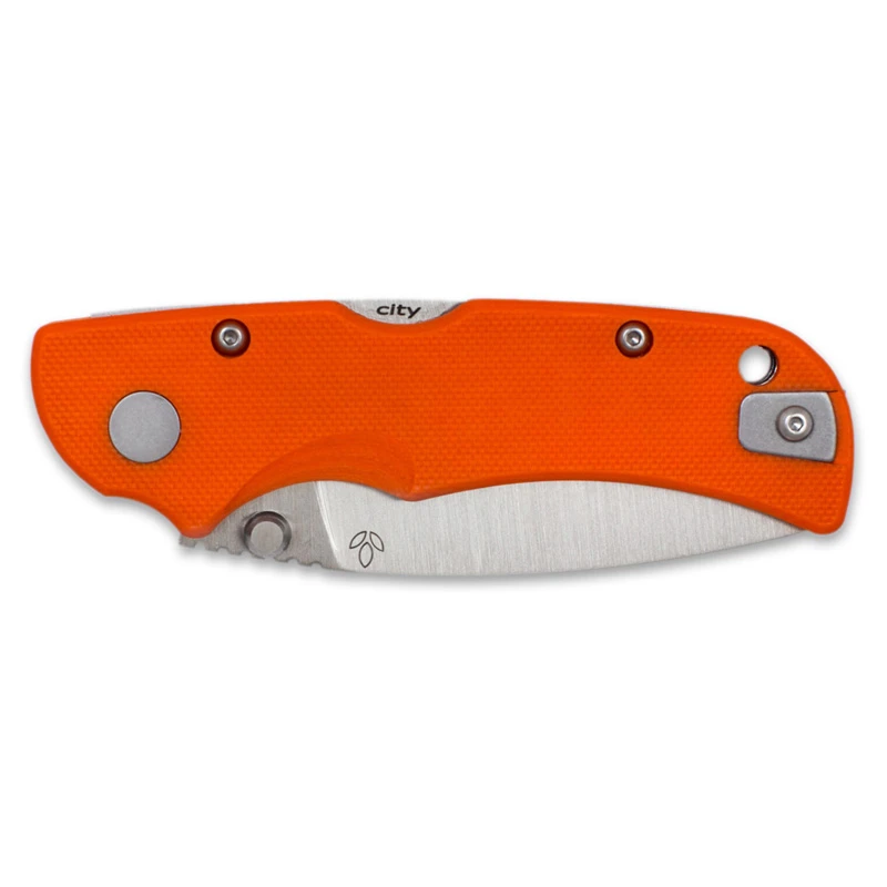 Nóż Manly City CPM S90V flat handle 60-62 HRC orange płaski chwyt