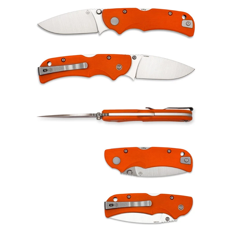 Nóż Manly City CPM S90V flat handle 60-62 HRC orange płaski chwyt