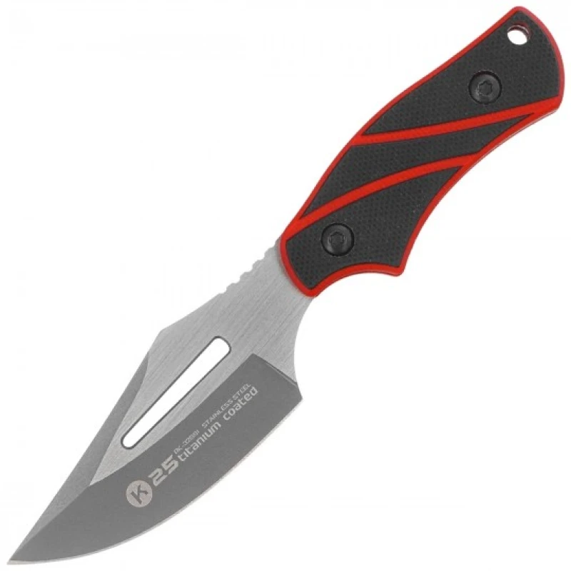 Nóż na szyję K25 32691 Neck Knife black/red titanium 7Cr17Mov