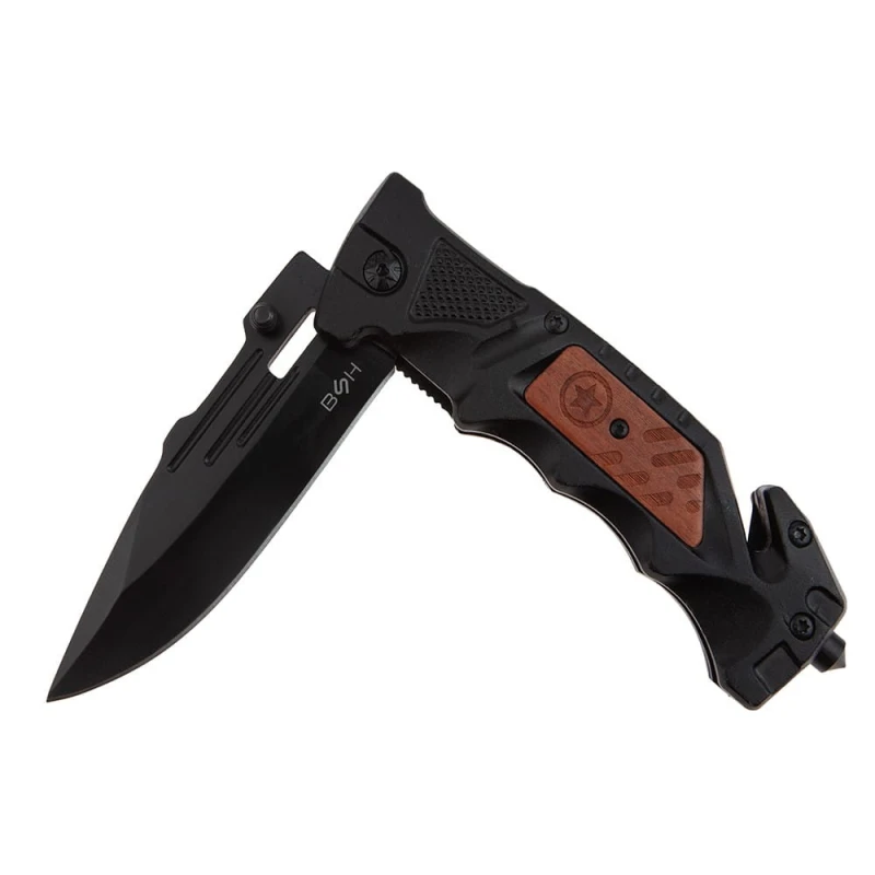 Nóż Ratowniczy sprężynowy BSH Adventure stal nierdzewna 420 