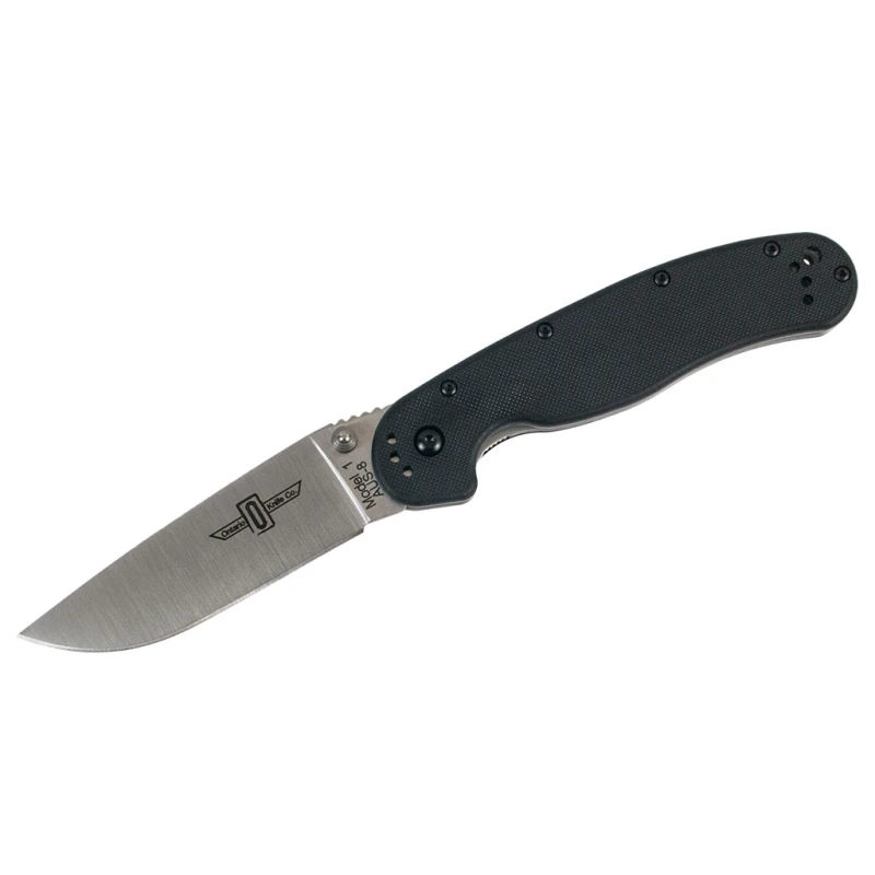 Nóż składany Ontario RAT1 Silver Plain Black Handle 8848SP